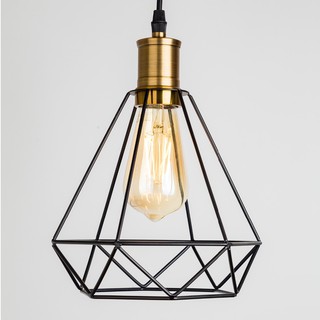 โมเดิร์นอุตสาหกรรม Vintage Cage จี้ Light Iron Art เพชรพีระมิด Wrought home โคมไฟเพดานเหมาะสำหรับ E27 หลอดไฟ