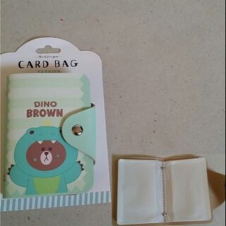 กระเป๋าใส่นามบัตร (ปกหนัง) ลาย @Line ลายน์ บราวน์ Brown ขนาด 3x4นิ้ว ในสมุดมี 20 หน้า