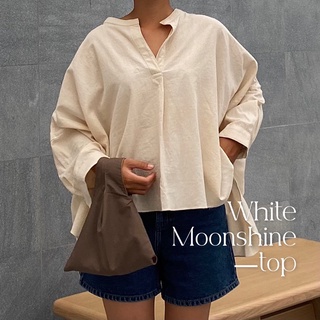 White Moonshine-top เสื้อผ้าฝ้ายขาวนวล Oversize (ms02)