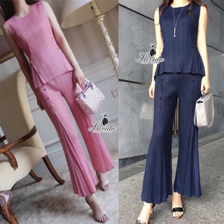 noble elastic piece sleeveless top long pants feminine set