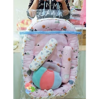 Fortae(ฟอร์เต้) ที่นอนเด็กรังนกขอบตั้ง นอนได้2ด้าน ที่นอนเด็กแรกเกิด Cotton100% พร้อมหมอนข้าง2ใบ
