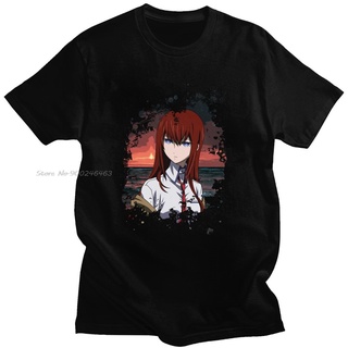 [100% Cotton] เสื้อยืดคอกลม ผ้าฝ้ายแท้ พิมพ์ลายอนิเมะ Kawaii Kurisu Makise สําหรับผู้ชาย