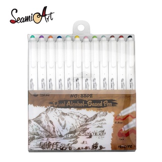 Seamiart Sta 12 24 ปากกามาร์กเกอร์ หัวคู่ ขนาดเล็ก 48 สี