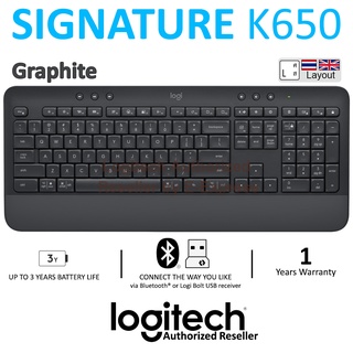 Logitech K650 Signature Wireless Comfort Keyboard TH/EN (Graphite) คีย์บอร์ดแป้นไทย/อังกฤษ ของแท้ ประกันศูนย์ 1ปี