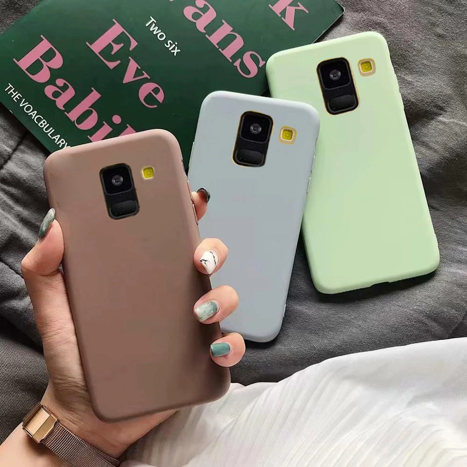 เคสโทรศัพท์ ซิลิโคน สีพื้น สำหรับ Samsung A6 A8 Plus A10S A20S M30S A9 A7 2018 A750 J4 J6