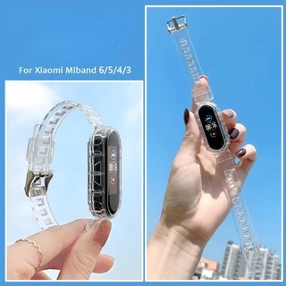Miband Glacier สายรัดซิลิโคนโปร่งใส Xiaomi Mi Band 7/6/5/4/3 สายรัดข้อมือ TPU นุ่มใส