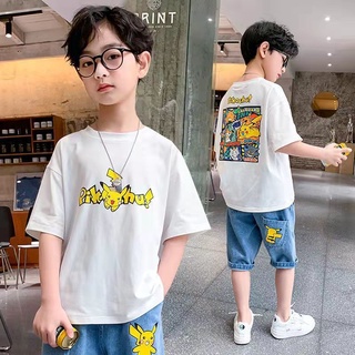 เสื้อยืด พิมพ์ลายการ์ตูนโปเกม่อนน่ารัก สไตล์ญี่ปุ่น สําหรับเด็กผู้ชาย อายุ 1 2 3 4 5 6 7 8 9 10 11 ปี