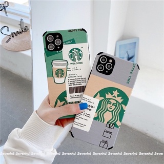 👏Ready Stock🎀 Compatible For iPhone 13 12 11 Pro Max SE2020 Xr Xs X 7 8 Plus Tide Brand Coffee Phone Case Soft Protective Cover