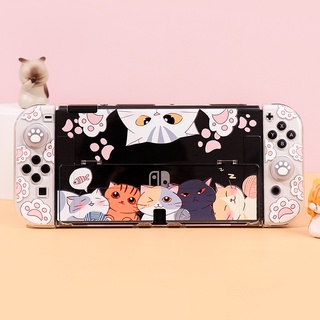 เคสใส ลายแมวน่ารัก แยกส่วนได้ สําหรับ Nintendo Switch และ Switch Oled