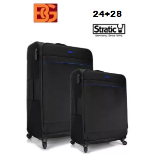 [STRATIC] 2IN1 Set 24+28 INCH SUPPER TOUGH 4 WHEELS NYLON FIBER SOFT CASE LUGGAGE WITH BUILD IN LOCK