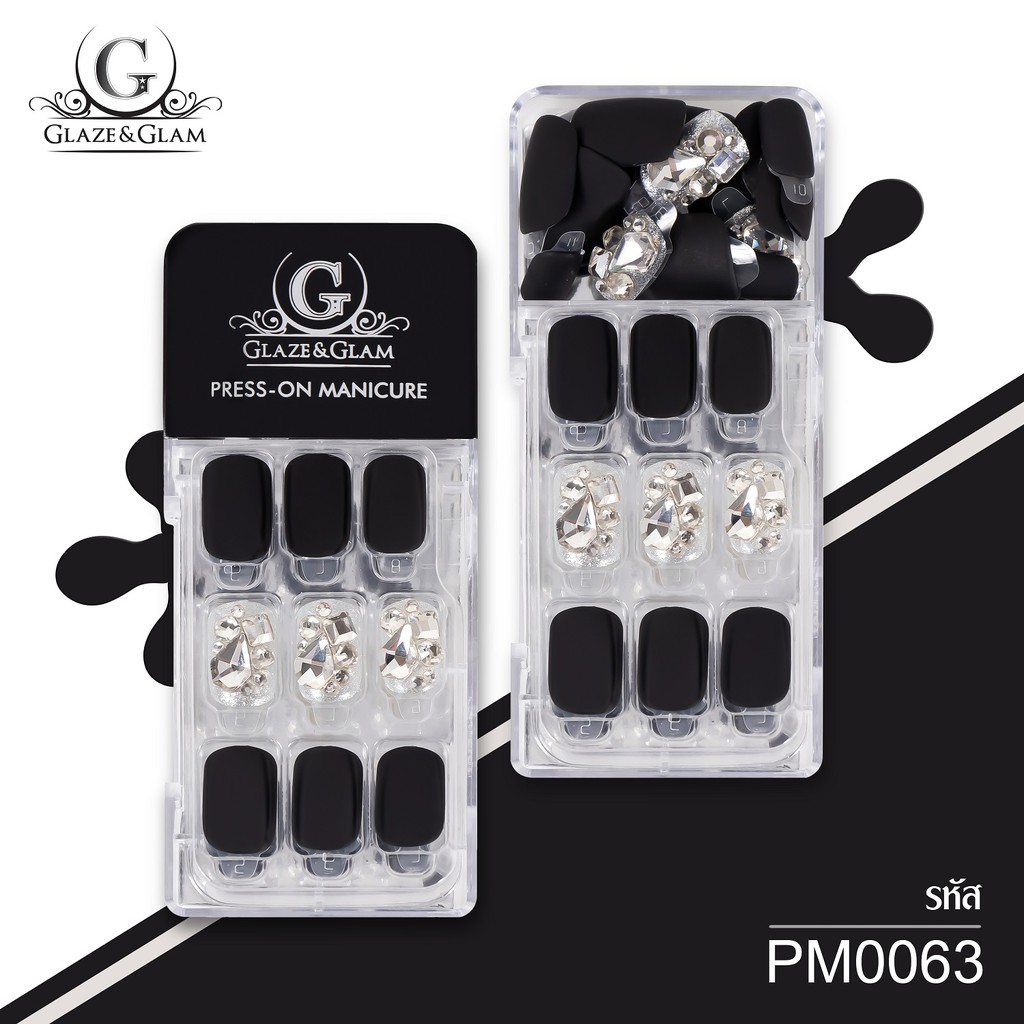GLAZE & GLAM เล็บปลอม เล็บเจลปลอม เล็บปลอมสำเร็จรูป เล็บปลอมพร้อมเทปกาวในตัว PRESS ON NAILS / PM0063 / 30 PCS