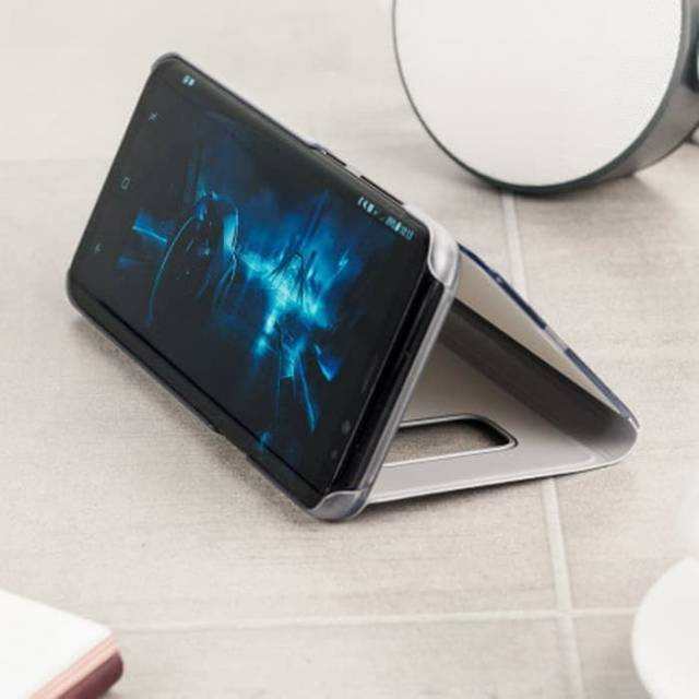 Fortuneworld.id Clear View Standing Cover Samsung Galaxy S10 Plus S10Plus Flip Case Flip Mirror
