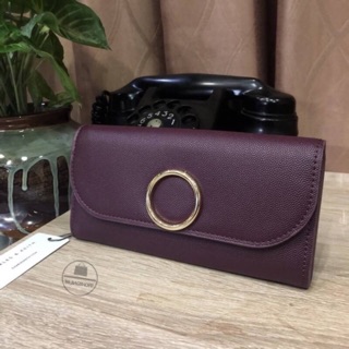 CHARLES &amp; KEITH CIRCULAR DETAIL WALLET (outlet) สีม่วงเปลือกมงคุด