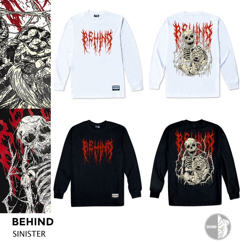 BEHIND เสื้อยืด แขนยาว “ SINISTER “ แนวสตรีท เสื้อยืดชาย หญิง