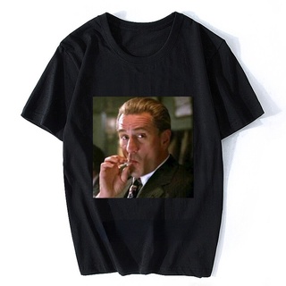 ROUND คอลูกเรือGoodfellas เสื้อยืดลําลอง แขนสั้น พิมพ์ลายภาพยนตร์ Robert De Niro Gangster สไตล์ฮาราจูกุ สตรีท แฟชั่นสําห