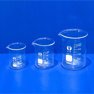 บีกเกอร์ แก้ว ขนาด 50ml, 100ml and 250ml Glass Beaker (Borosilicate Glass)