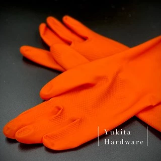 ( 1 คู่ ) ถุงมือยางธรรมชาติสีส้ม STAR ถุงมือเอนกประสงค์ ใส่สบาย (ความกว้างมือ 9.5 cm.) ราคาถูก คุณภาพดี