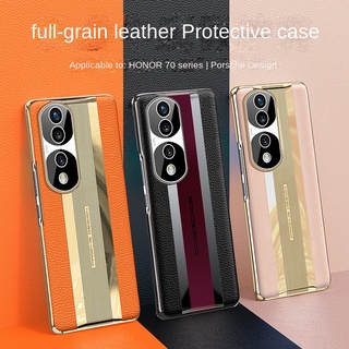 Yjd เคสโทรศัพท์มือถือหนังวัวแท้ ชุบไฟฟ้า กันกระแทก สําหรับ Honor 70 Pro 70Pro+