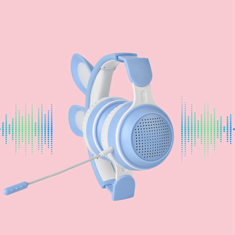 Rabbit Ear Headphones LED Lights Computer Headphones Headset Bluetooth ...