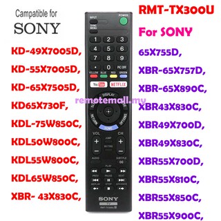 Rmt-tx300u รีโมตคอนโทรลทีวี สําหรับ SONY Netflix KD-55X720E RMTTX300U KD-49X7005D KD-5KD-49X7005D KD-55X7005D KD-65X7505D KD65X730F KDL-75W850C KDL50W800C KDL55W800C KDL65W850C