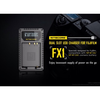 [Fuji ส่งทั่วไทย] NITECORE FX1 แท่นชาร์จไนท์คอร์กล้องฟูจิทุกรุ่นแบต np-w126/w126s xt100 xt20 xa5 xa10 xe2 xt1 xt10 xa5