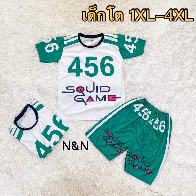 💥พร้อมส่ง💥ชุดเด็กโต 456 ชุด Squid game  ชุดสควิดเกมส์เด็ก ชุดตุ๊กตาสังหารเด็ก AEIOU ชุดตุ๊กตายองฮี