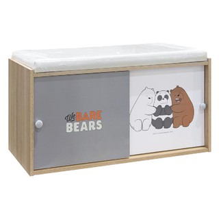 ตู้เก็บของ ตู้รองเท้าพร้อมสตูล FURDINI WE BARE BEARS สี NT OAK/ขาวเทา เฟอร์นิเจอร์เอนกประสงค์ เฟอร์นิเจอร์ ของแต่งบ้าน S