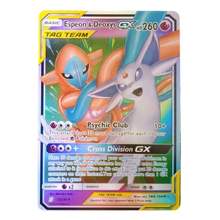 Espeon &amp; Deoxys Tag Team GX Card 72/236 เอย์ฟี &amp; เดอ็อกซิส Pokemon Card Shining Series ภาษาอังกฤษ