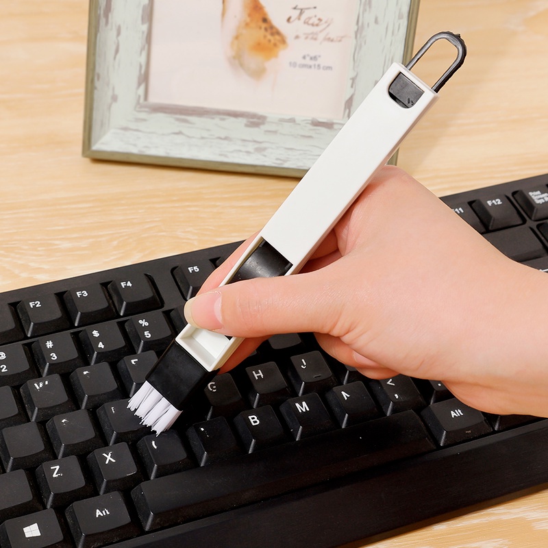 แปรงพลาสติก แบบหนา อเนกประสงค์ สําหรับทําความสะอาดร่องหน้าต่าง ประตู คีย์บอร์ด 2 In 1 - รูปที่ 2