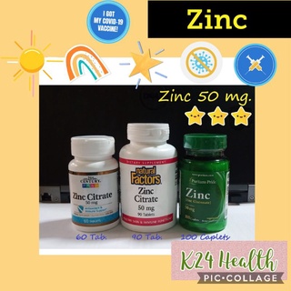 Zinc Citrate 50 mg. (ขนาด 60/90/100 เม็ด) [21st Century/Natural Factor/Puritan]