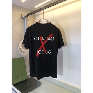 Balenciaga เสื้อผ้าฝ้าย พิมพ์ลายสโลแกนสีแดง