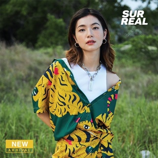 เสื้อฮาวายSurreal ลายThreetiger สีเขียว