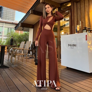 Atipashop - Terra Jumpsuit จั้มสูท ทรงแขนยาว ขายาว มีดีเทลเว้า