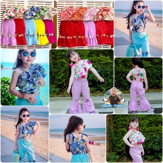 EB11 #ชุดเซทสีสดใสรับซัมเมอร์ #ชุดเซทลายดอกเด็กผู้หญิง#ชุดลายดอกสีฟ้า #ชุดลายดอกสีแดง #ชุดเซทลายดอกสีม่วง #เสื้อลายดอก