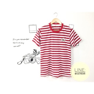 เสื้อยืด หมีขี้เกียจ Lazy Bear สีขาว แดง