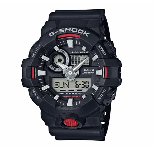 Casio G-shock นาฬิกาข้อมือผู้ชาย สายเรซิ่น สีดำ รุ่น GA-700-1ADR,GA-700-1A