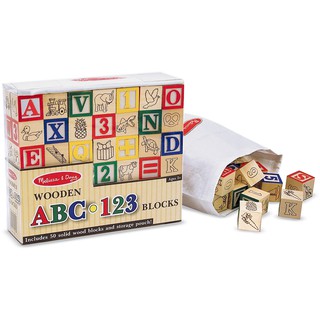 ชุดบล็อคไม้ A-B-C  ตัวเลข เครื่องหมาย Wooden ABC/123 Blocks ❤️ รุ่น 1900 ✅ ยี่ห้อ MELISSA &amp; DOUG จากอเมริกา ✅