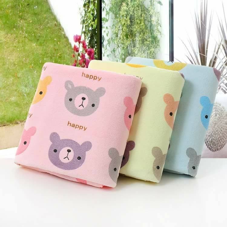 60x120cm ผ้าเช็ดตัวลายหมี ผ้าขนหนูนาโนลายหมี สินค้ามีคุณภาพ พร้อมส่งจากไทย AAA