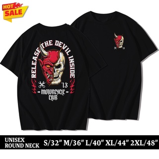 เสื้อยืดคอกลม Cotton 100% สกรีนลาย THE DEVIL mc (แขนสั้น)