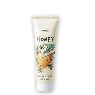 Mistine Honey Facial Scrub cream 85ml. ครีมขัดหน้า สูตรผสมน้ำผึ้ง นวด ขัด ขจัดเซลล์เสื่อมสภาพ เผยผิวใหม่ กระจ่างใสอมชมพู