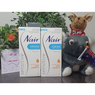 กำจัดขน Nair hair removal face and body ครีมกำจัดขนสูตรอ่อนโยน ขนาด 75 g ของแท้ 100%