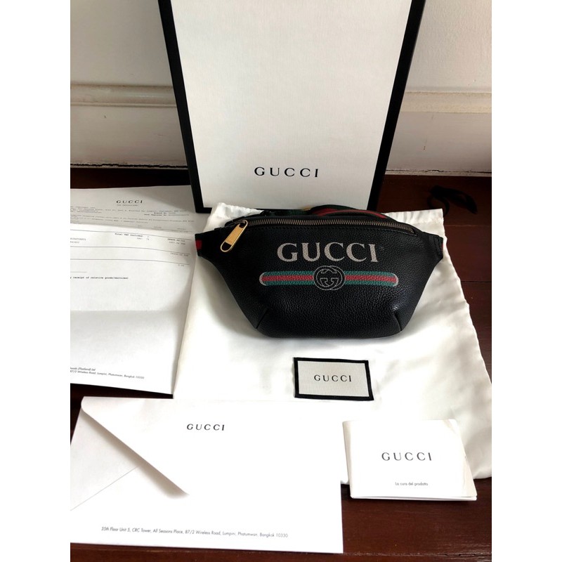 Gucci print leather belt bag small sz.90