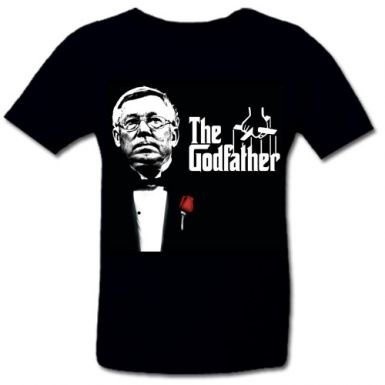 แขนสั้นT-shirt เสื้อยืด ผ้าฝ้าย พิมพ์ลาย Alex Ferguson The Godfather Of Football Streetwear IOU126WQE6386 สําหรับผู้ชายS