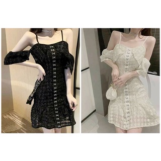 เดรสsexy เดรสเปิดไหล่ เดรสเกาหลี Fashion Dress สาวsize S