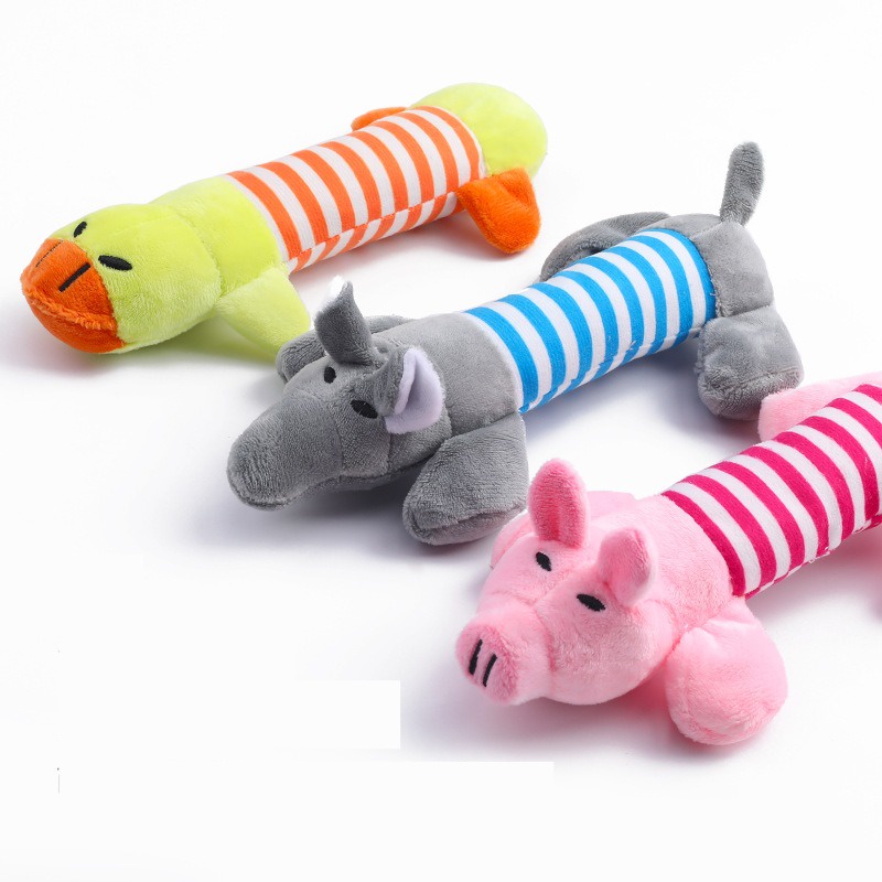 Happy PETs ตุ๊กตาหมู เป็ด ช้าง ตัวยาววววว บีบ/กัด มีเสียง ของเล่นสุนัข ของเล่นหมา