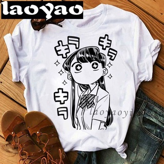 3fol 【พร้อมส่ง】เสื้อยืด โอเวอร์ไซซ์ ลายอนิเมะญี่ปุ่น Komi Shouko มังงะ Kawaii แฟชั่นฤดูร้อน สไตล์ฮาราจูกุ สําหรับผู้หญิง