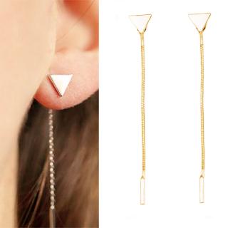 Korean Fashion New Simple Gold Silver Triangle Earrings Geometric Metal Chain Tassel Long Dangle Earrings boucle doreille femme
