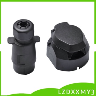 Black 12V 7 Pin Round Car Truck Trailer Plug Socket Connector Plug &amp; Play