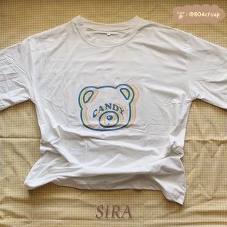 เสื้อ Oversize ลาย Candy Bear ผ้าคอตตอนผสมสแปนเดกส์ พร้อมส่ง