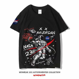 เสื้อยืดคอกลม แขนสั้น ลายนักบินอวกาศ Nasa ทรงหลวม สำหรับผู้หญิง และผู้ชาย